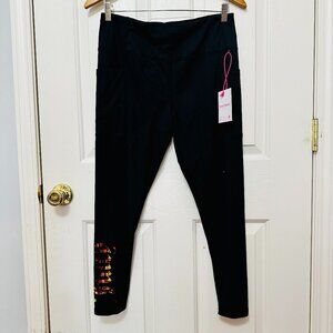 JUICY COUTURE SPORT ANTHRACITE HOLOGRAM LOGO BACK LEGGINGS LARGE